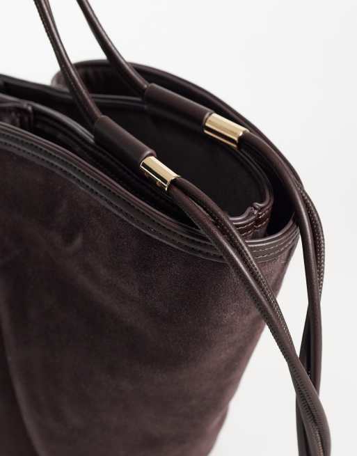 Dolce Vita Maro skulder-tote i ruskind i chokoladebrun, 3 af 4