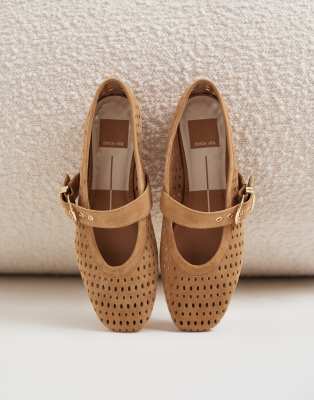Dolce Vita Mikel laser cut ballet flats in tan suede