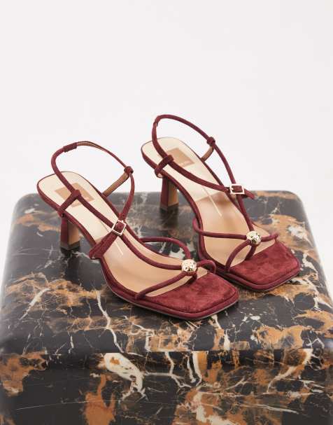Dolce Vita – Mylee – Riemchen-Sandaletten aus Wildleder in Beerenrot mit goldfarbenem Detail - view 1