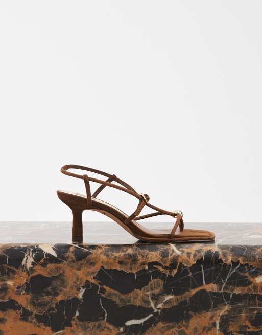 Dolce Vita Mylee sandales à talons à brides avec détail doré en daim châtaigne, 3 de 5