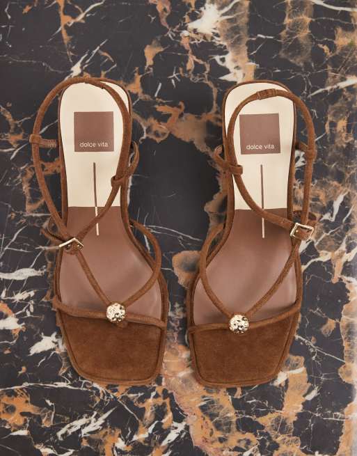 Dolce Vita Mylee sandales à talons à brides avec détail doré en daim châtaigne, 5 de 5