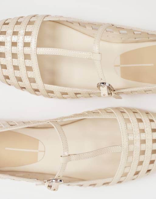 Dolce Vita – Rains – Elfenbensvita ballerinaskor i läder med T-formade remmar, 2 av 4
