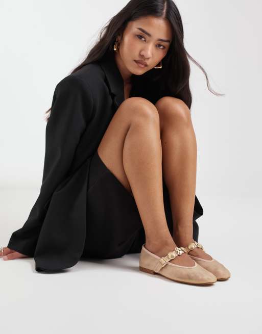 Dolce Vita - Relan - Lyserøde flade ballerinaer i mesh med stropper med guldfarvede metaldetaljer, 2 af 4