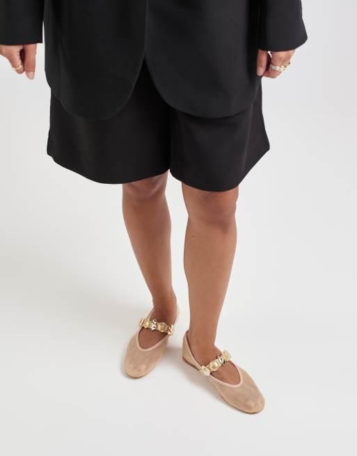 Dolce Vita Relan mesh ballet flats with gold hardware strap in blush, 4 of 4