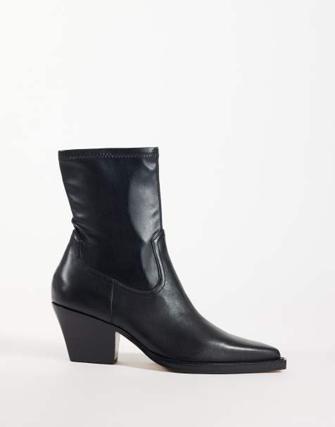 Dolce Vita Rutger western mid ankle boots in black leather - view 1