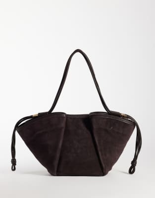 Dolce Vita Maro Suede Shoulder Tote Bag In Brown