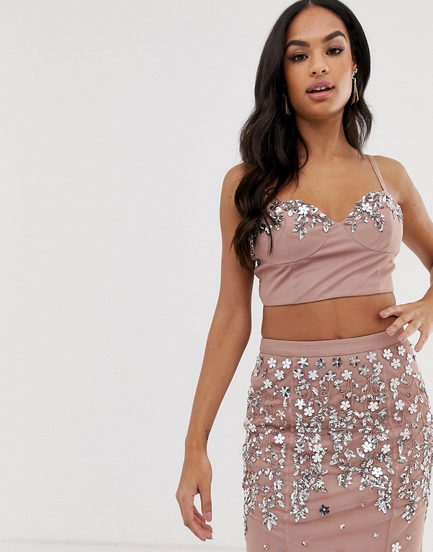 Dolly & Delicious basque co-ord in champagne-Pink