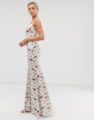 floral fishtail maxi dress