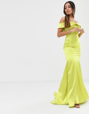 off shoulder fishtail maxi dress