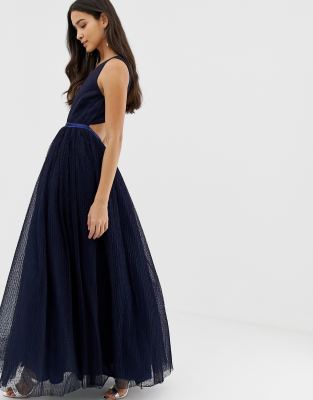 plunge front maxi dress