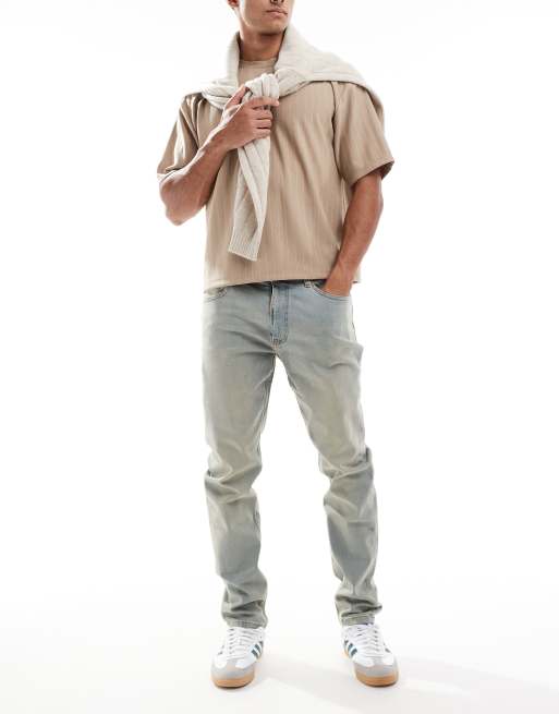 Don't Think Twice - Jean stretch coupe slim - Bleu clair teinté vintage