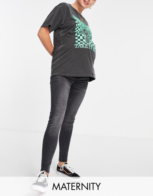 Don't Think Twice Maternity - Ellie - Jeans skinny con fascia sotto il pancione, colore nero slavato 