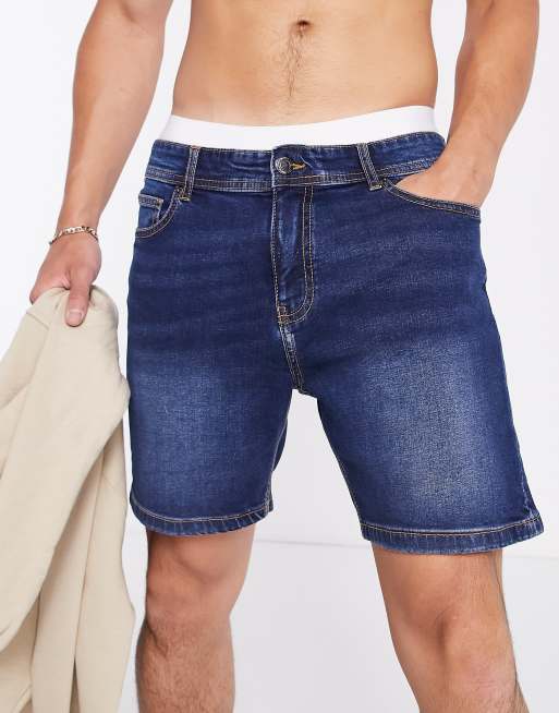 Don't Think Twice - Pantaloncini di jeans slim blu scuro 