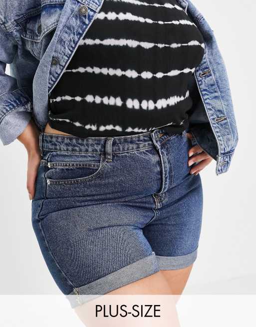 Don't Think Twice Plus - Caidi - Pantaloncini di jeans a vita alta, colore blu medio 