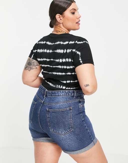 Don't Think Twice Plus - Caidi - Pantaloncini di jeans a vita alta, colore blu medio , 2 di 4