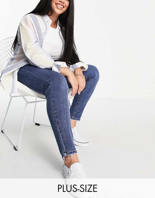Don't Think Twice Plus - Ellie - Jeans skinny a vita alta, colore blu medio 