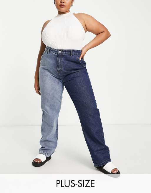 Don't Think Twice Plus - Jeans dritti bicolori blu 