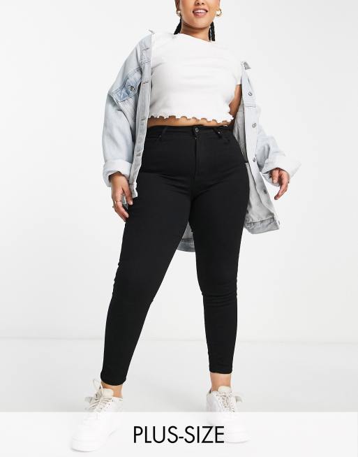 Don't Think Twice Plus - Jo - Jeans skinny a vita medio alta, colore nero 