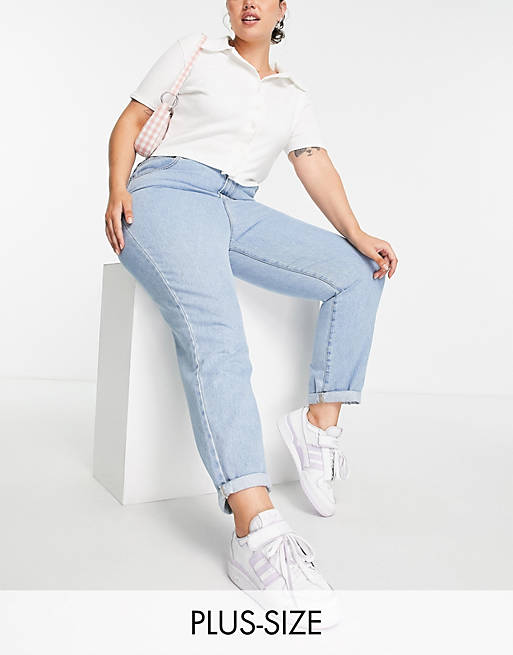 Don't Think Twice Plus – Lou – Jasnoniebieskie mom jeans