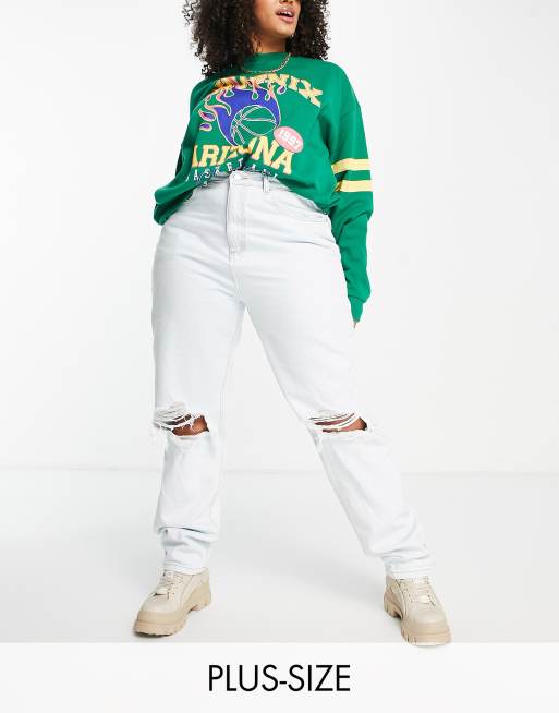 Don't Think Twice Plus - Mom jeans extra larghi con strappi sulle ginocchia 
