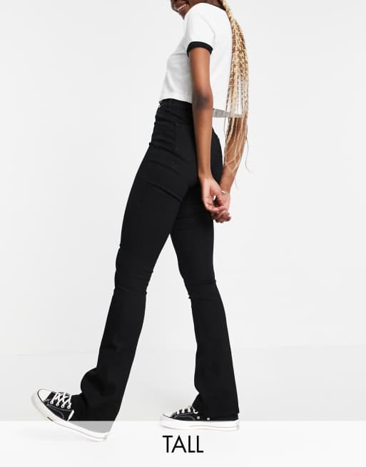 Don't Think Twice Tall - Bianca - Jeans a zampa stile disco a vita alta, colore nero 