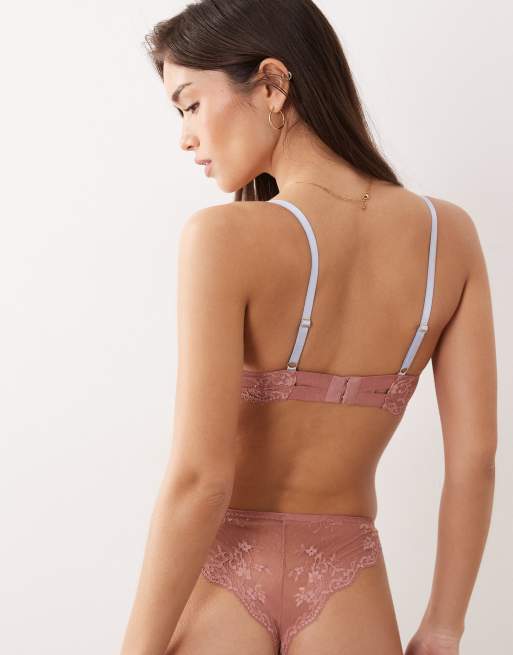 Dora Larsen Astra floral lace brief in pale pink, 5 of 5