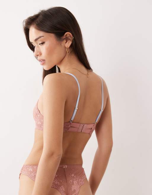 Dora Larsen Astra floral lace underwire bra in pale pink, 5 of 5