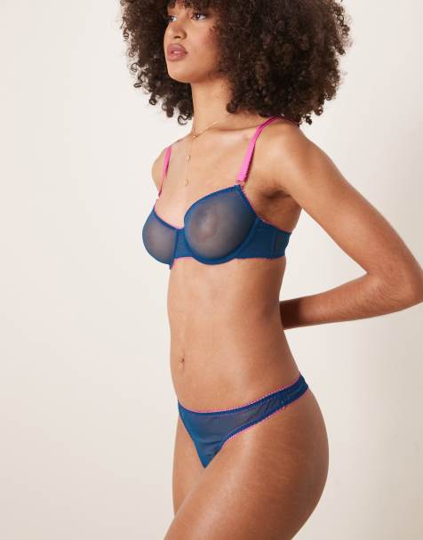 Dora Larsen Delilah tulle thong in teal blue - view 1