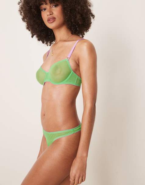 Dora Larsen Dolly tulle thong in bright green - view 1