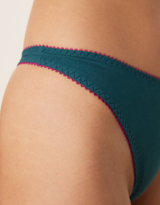 Dora Larsen Freda cotton thong in teal, 2 of 4