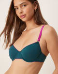 [Dora Larsen] Dora Larsen Freda cotton underwired bra in teal-Blue 32DD Teal