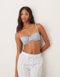 [Dora Larsen] Dora Larsen Manon floral lace underwired bra in light blue 34DD BLUE