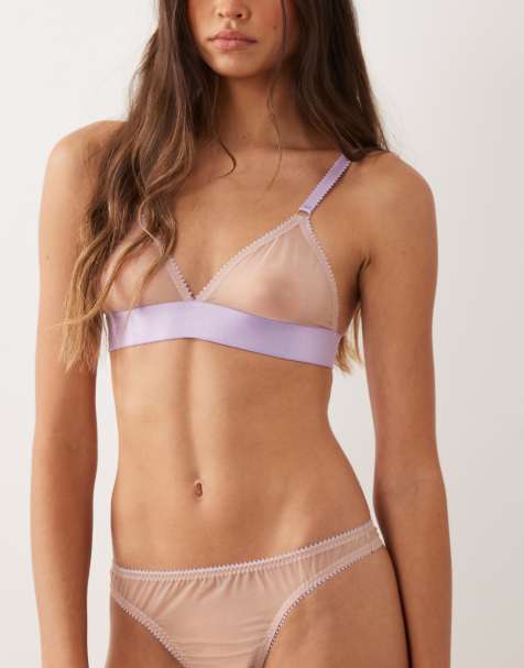 Dora Larsen Ophelia tulle bra and thong set in pale pink - view 1