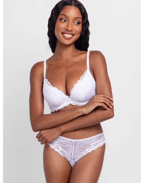 Dorina 2-pack angie push up plunge white/beige bra in white / beige