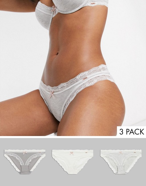 Dorina 3 pack briefs in grey and ivory