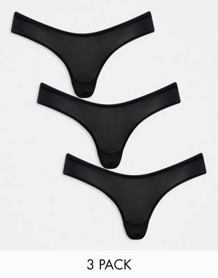 Dorina - 3er-Pack kaum sichtbare Cheeky Hipster-Slips in Schwarz mit V-Front