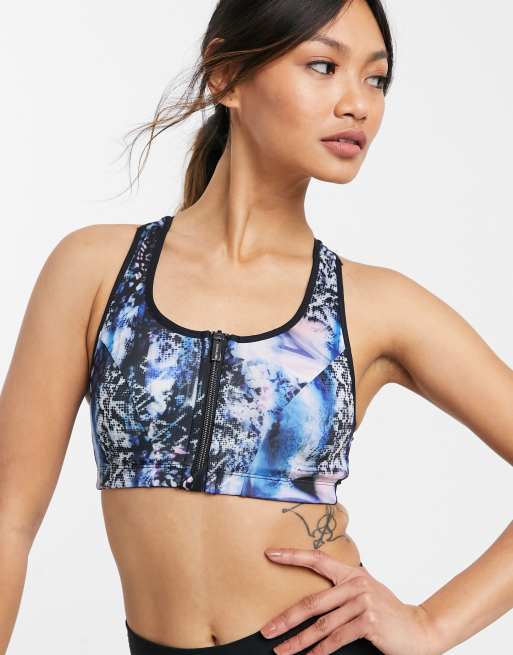 Dorina - Athlete - Brassière de sport imprimé et zippé sur le devant, non rembourré en microfibre - BLACK
