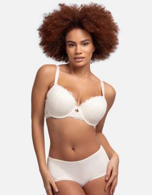 Dorina Celine light padded demi ivory bra in ivory-White