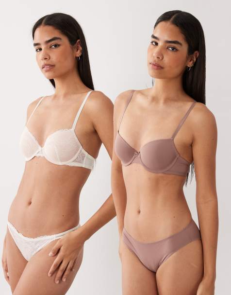 Dorina Chloe 2-pack usztywniany biustonosz balkonowy z koronkowym detalem w kolorze ivory i brązowym - view 1