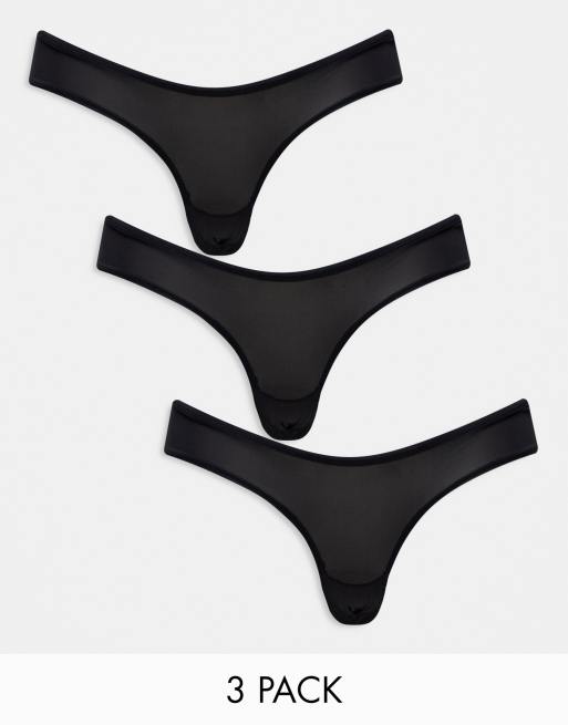 Dorina - Confezione da 3 slip hipster invisibili neri con taglio a V