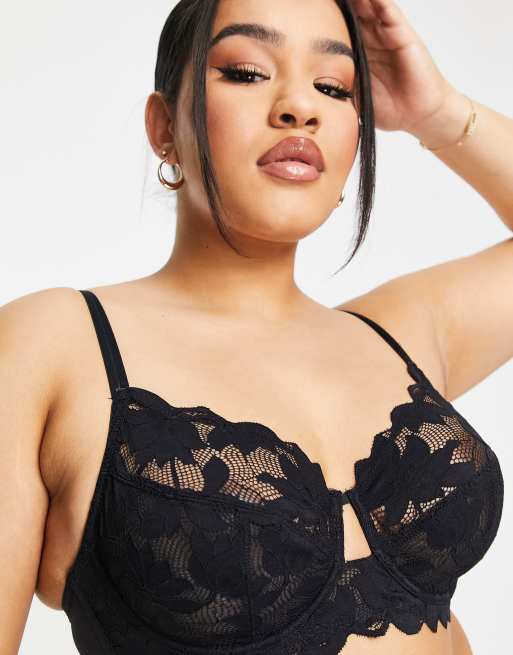 Dorina Curve - Desire - Sort balconette-BH i blondestof uden polstring, 4 af 4