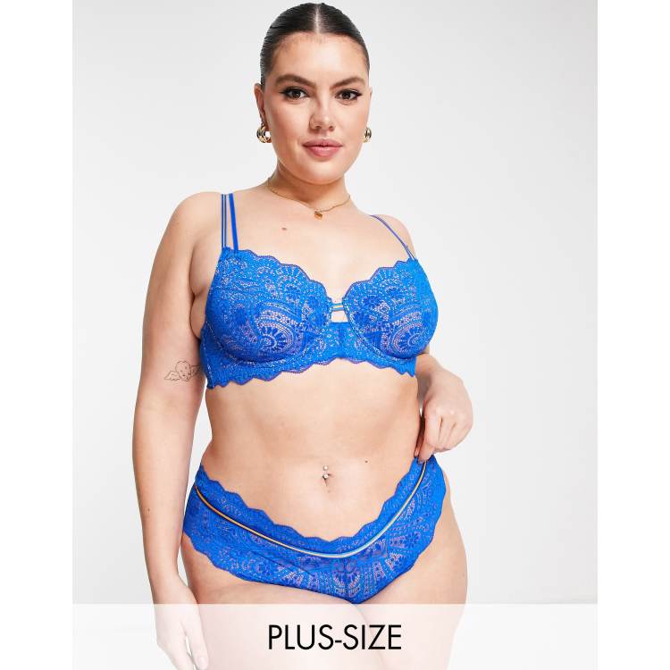 Asos Donna Abbigliamento Intimo Reggiseni A Balconcino MBLUE Reggiseno a balconcino non imbottito in pizzo e misto nylon Destiny Curve 