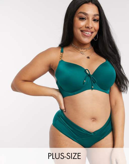 Dorina Curve Filao polyester padded bikini top in green MGREEN