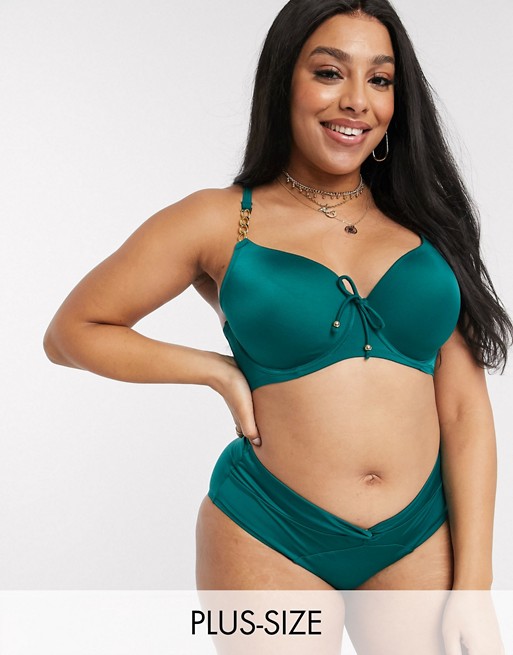 Dorina Curve Filao polyester padded bikini top in green - MGREEN