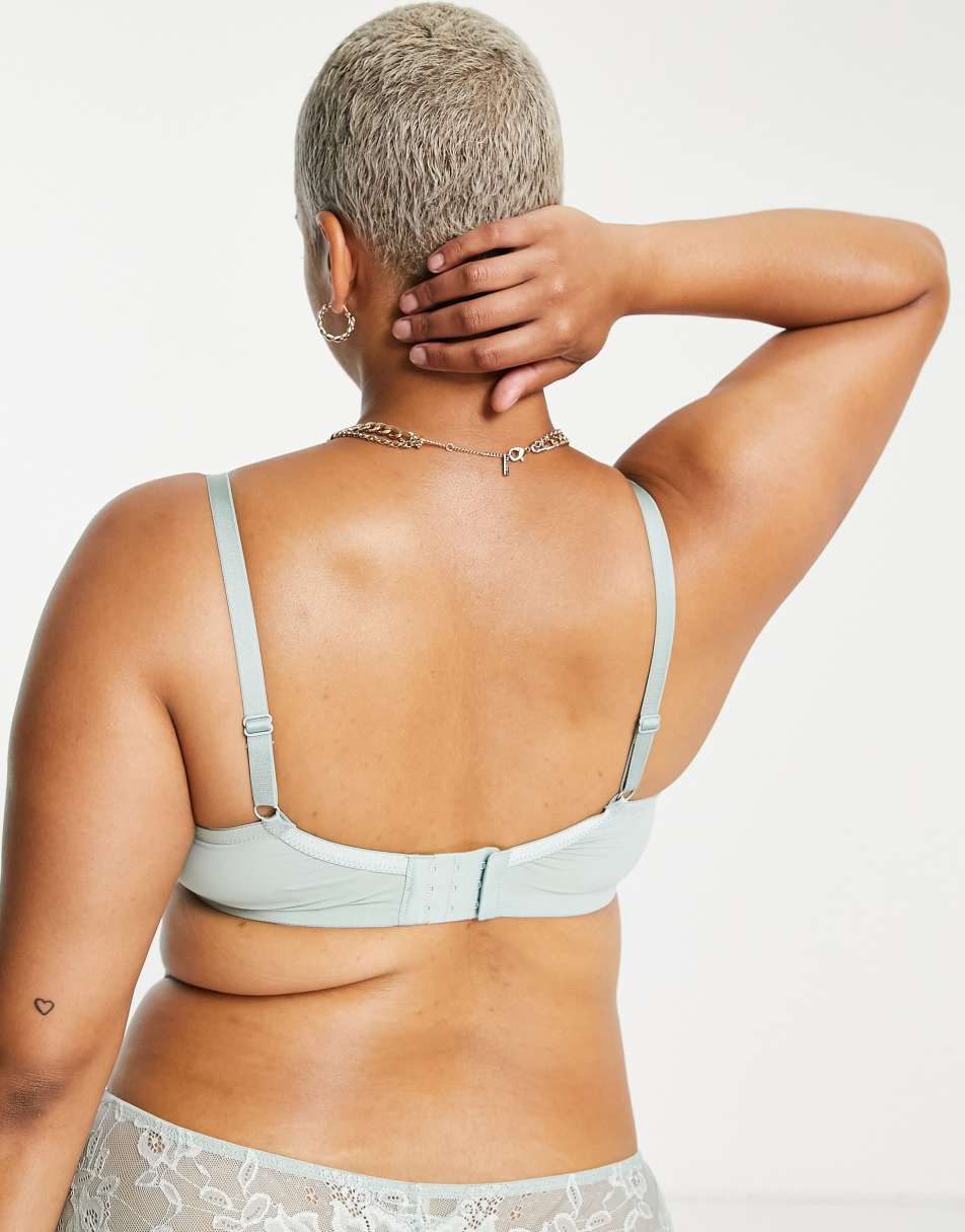 Dorina Curve Lianne lace lightly padded demi bra in sage green