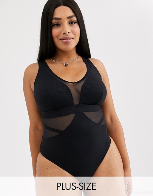 Dorina Curve mesh swimsuit in black