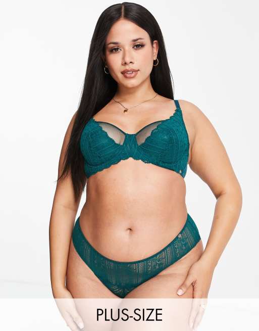 Dorina - Curve - Moss - Niet-voorgevormde bh van mesh en kant in groen