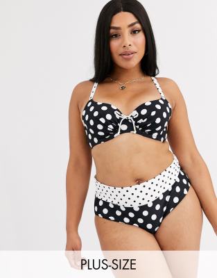 Dorina Curve Padded Bikini Top In Polka Dot-black