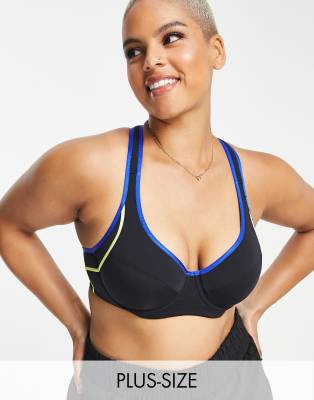 Dorina Curve Spirit nylon blend non padded underwired sports bra in black - BLACK