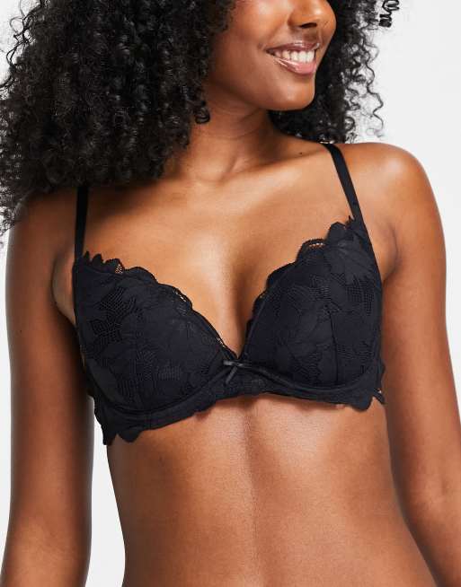 Dorina Desire Reggiseno push up in pizzo nero con scollo profondo ASOS